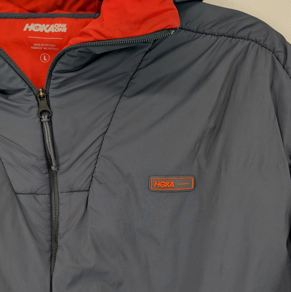 Hoka Hybrid Run Jacket Grey Orange Activewear Mens Large - Picture 7 of 15